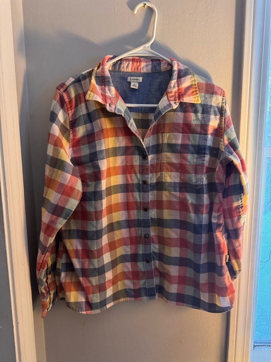 L.L. Bean Tops - LL bean womens plaid button up top size large